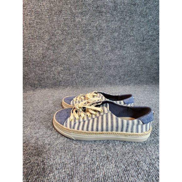 Liz Claiborne Sneakers Womens Size 8 Blue White Stripes Lace up Boat Deck Shoes - Picture 2 of 8